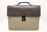 Gucci Business Case in GG Supreme Canvas and Brown Leather