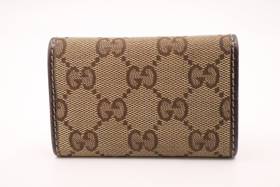 Gucci 4 Key Case in GG Canvas & Brown Leather