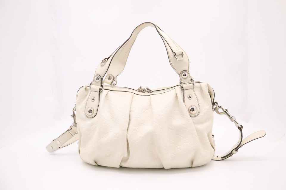 Gucci Boston Bag in Off White Guccissima Leather