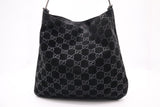 Gucci Shoulder Tote in Black GG Suede Canvas