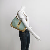 Gucci Jackie Vintage Mini Blue Nylon with Gold Leather Shoulder Bag Medium