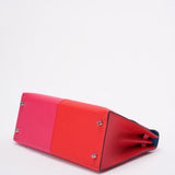 Hermes Kelly 28 Epsom Rose Extreme/ Rouge de Coeur with Blue Zanzibar