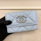 Chanel 19 Quilted Flap  Holder Blue Lambskin