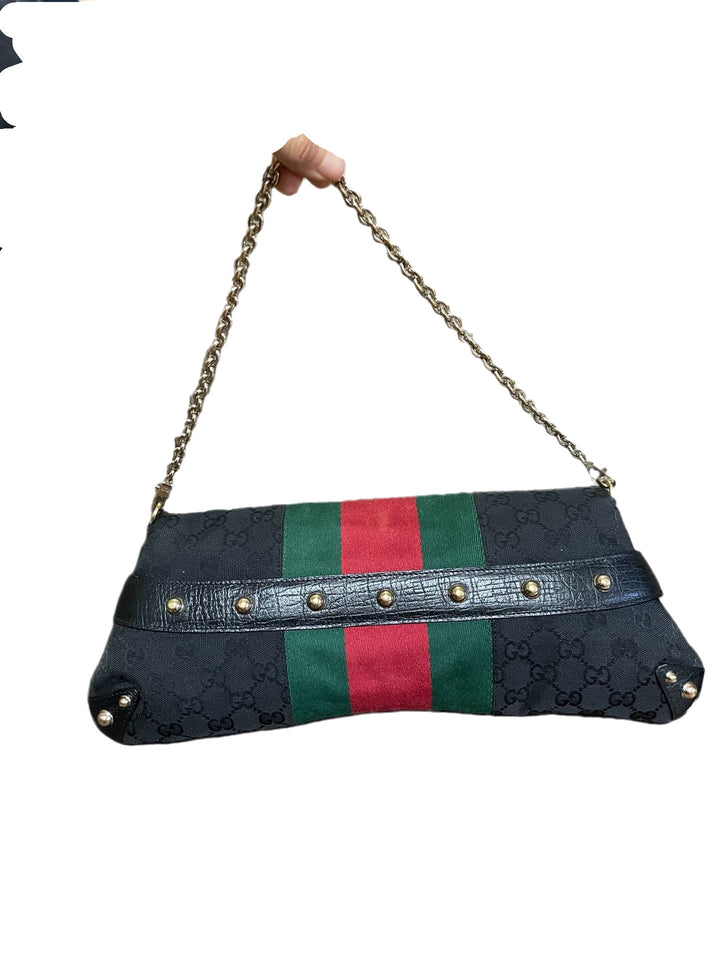 Gucci Horsebit 1955 Cloth Black Monogram Large Shoulder bag