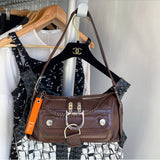 Christian Dior Galliano 2006 Brown Leather Flight Shoulder Bag
