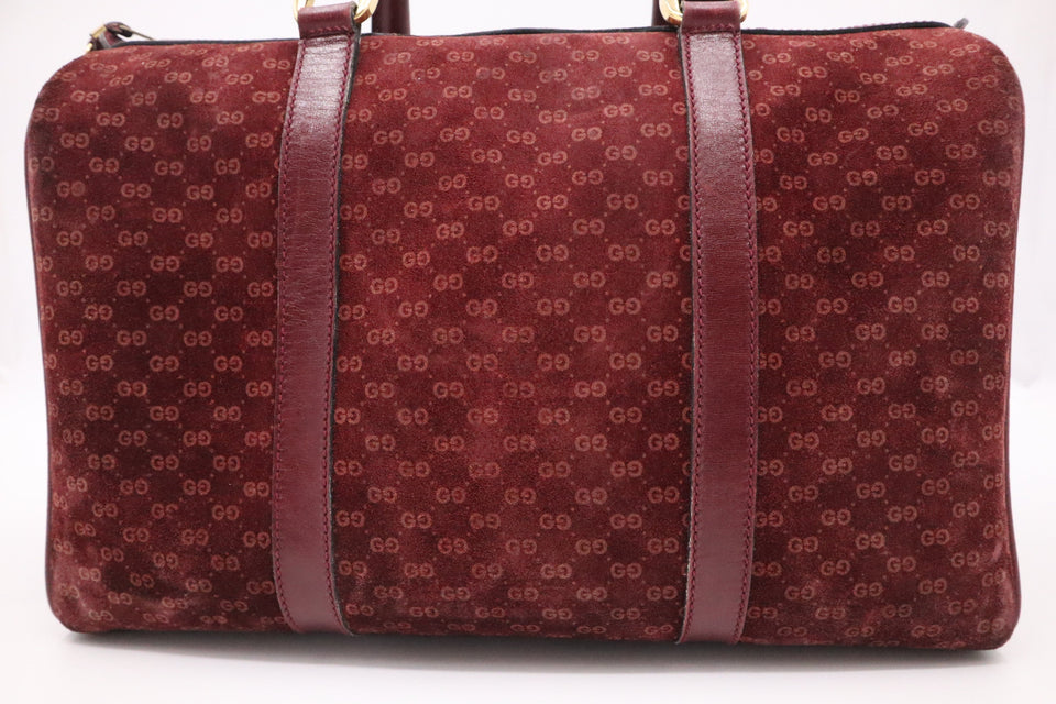 Gucci Boston Bag in Burgundy GG Suede