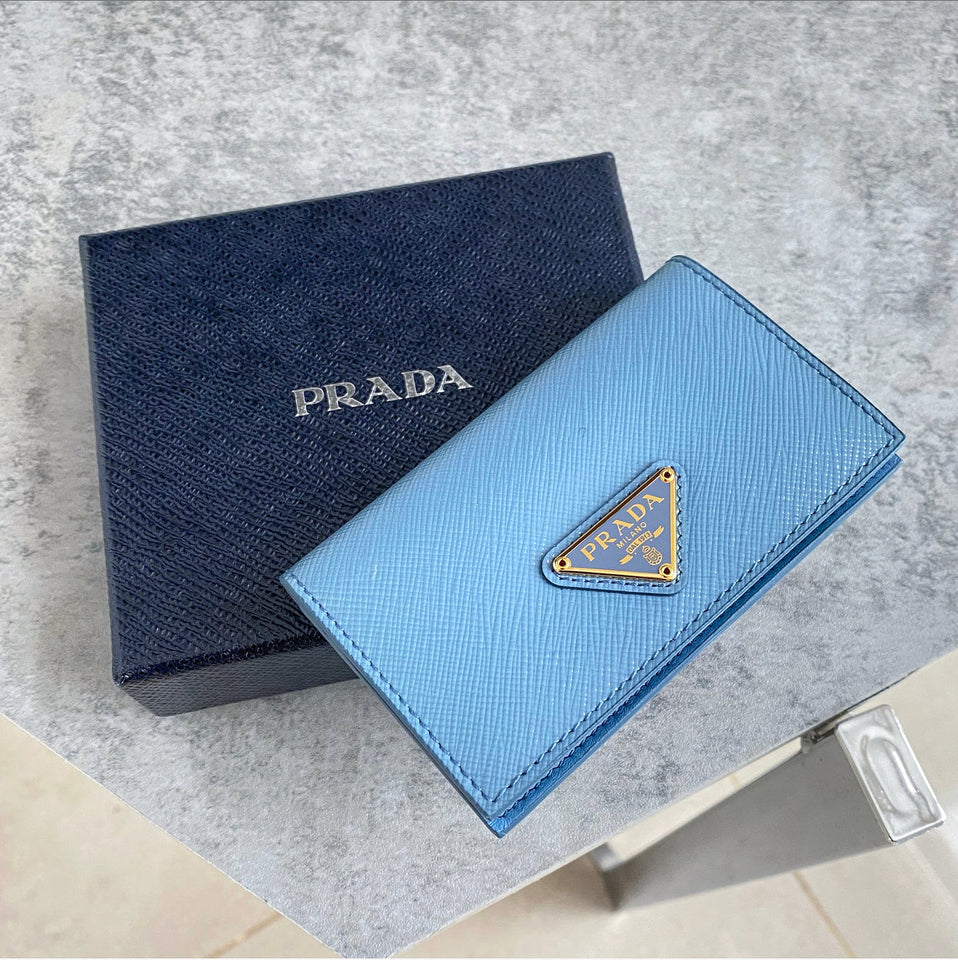 Prada Light Blue Astrale Saffiano Snap  Case