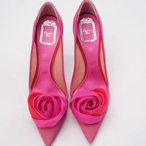 Christian Dior Pink Satin Pointed-Toe Pumps 38D