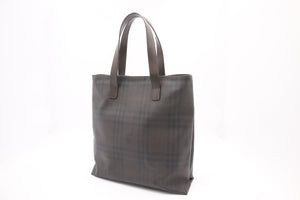 Burberry Tote in Dark Brown Checked Canvas