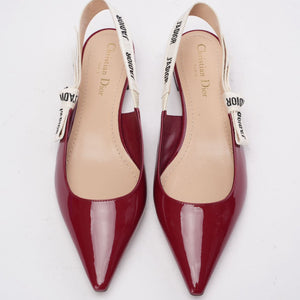 Christian Dior J'ADior Slingback Pumps in Burgundy Patent 39.5
