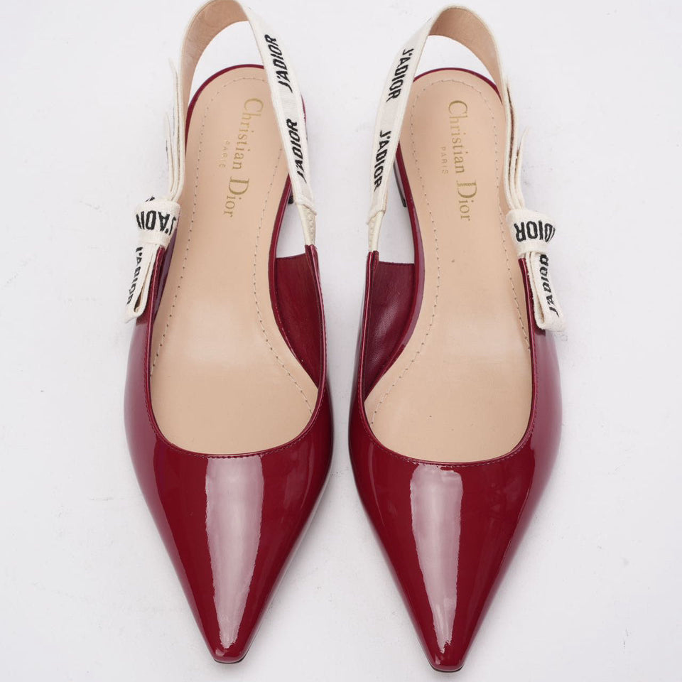 Christian Dior J'ADior Slingback Pumps in Burgundy Patent 39.5