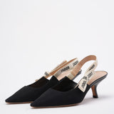 Christian Dior Black Fabric J'aDior Slingback Pumps Size 38 D