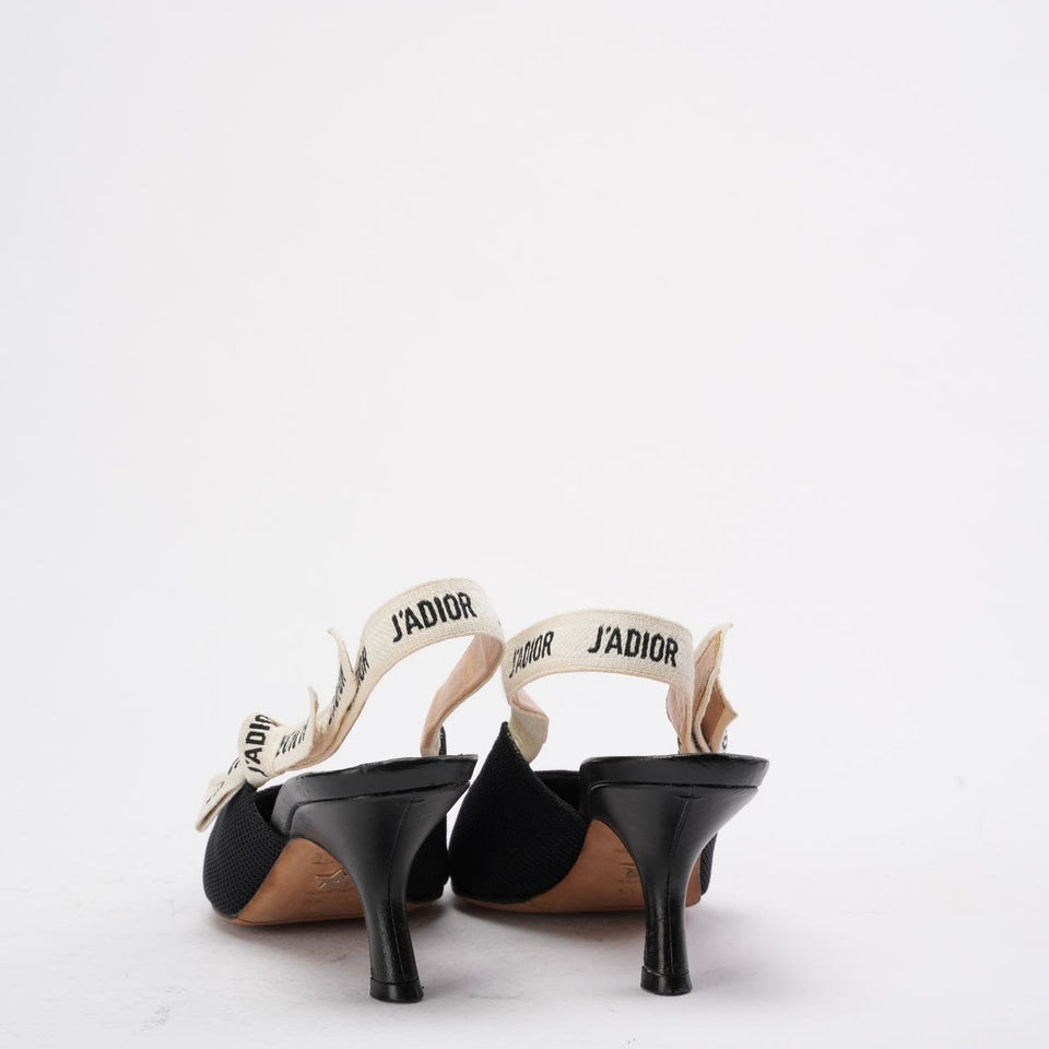 Christian Dior Black Fabric J'aDior Slingback Pumps Size 38 D