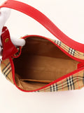 Luxury Burberry Nova Check Pattern Logo Charm Handle Bag Red/Beige