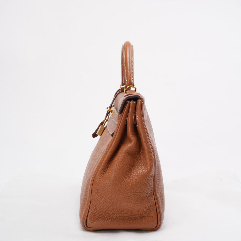 Hermes Kelly 32 cm Bag in Golden Clemence Leather with Golden Hardware 2015