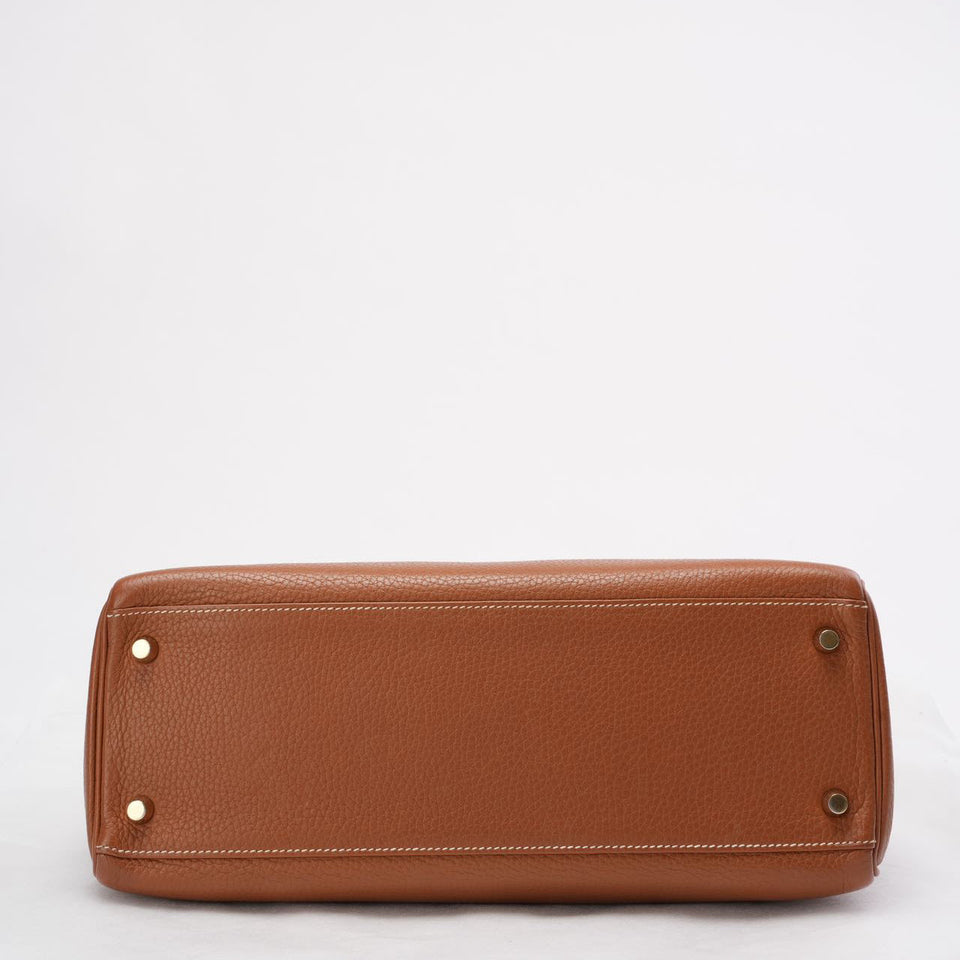 Hermes Kelly 32 cm Bag in Golden Clemence Leather with Golden Hardware 2015