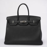 Hermes Black Birkin 35 Retourne Togo Leather Bag with Palladium Hardware 2015
