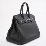 Hermes Black Birkin 35 Retourne Togo Leather Bag with Palladium Hardware 2015