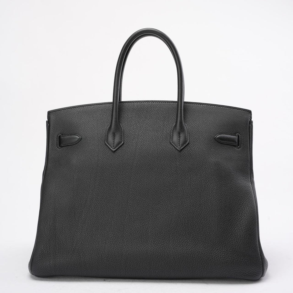 Hermes Black Birkin 35 Retourne Togo Leather Bag with Palladium Hardware 2015