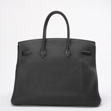 Hermes Black Birkin 35 Retourne Togo Leather Bag with Palladium Hardware 2015