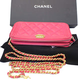 Chanel Le Boy Wallet on Chain Woc Double Zip Clutch Crossbody Bag