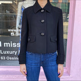 Prada Black Wool Crop Jacket with Button Detail - IT42 / 6