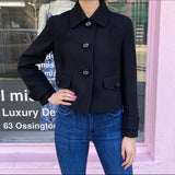 Prada Black Wool Crop Jacket with Button Detail - IT42 / 6