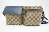 Gucci Waist Bag in Brown GG Canvas & Blue Leather