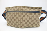 Gucci Waist Bag in Brown GG Canvas & Blue Leather