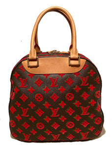 Louis Vuitton Limited Edition Rouge Monogram Tuffetage Deauville Cube Bag