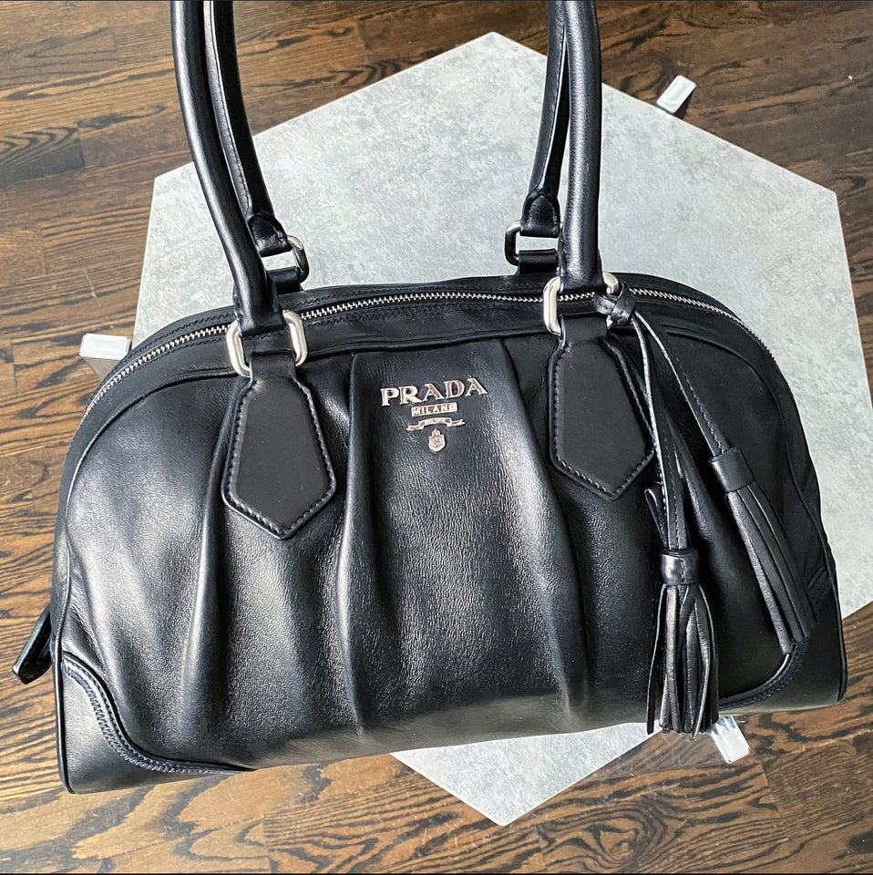 Prada Black Nappa Leather Bowler Bag