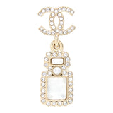 Chanel Crystal And Stud CC Perfume Drop Earring L