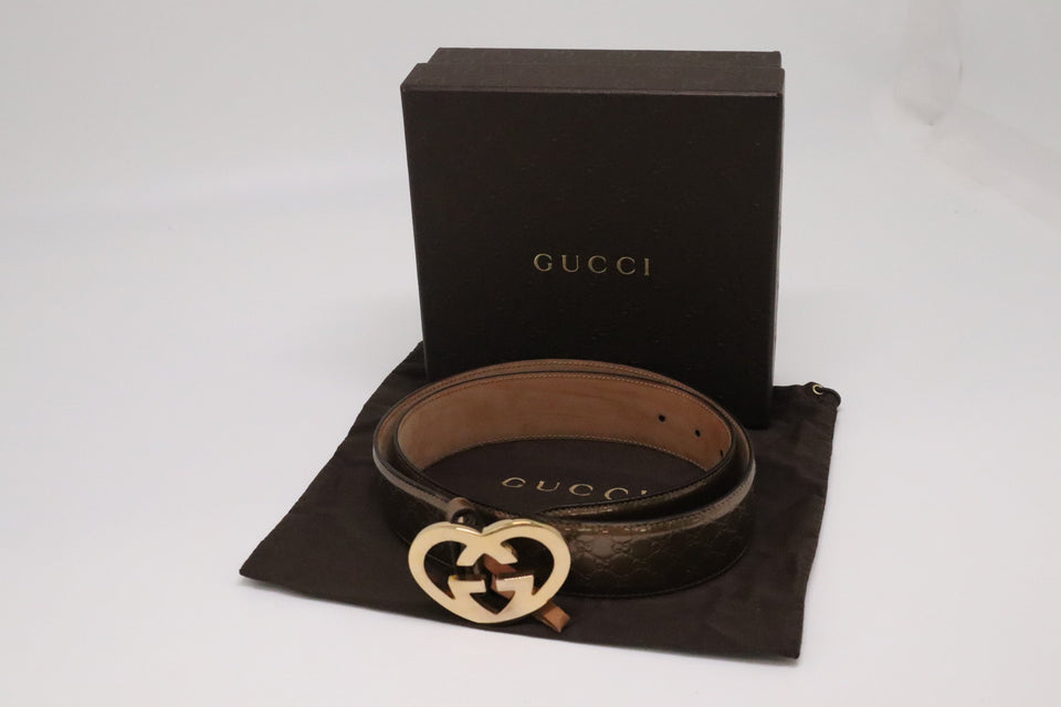 Gucci Heart Belt in Metallic Brown Guccissima Patent Leather