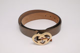 Gucci Heart Belt in Metallic Brown Guccissima Patent Leather