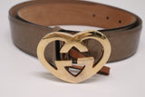 Gucci Heart Belt in Metallic Brown Guccissima Patent Leather