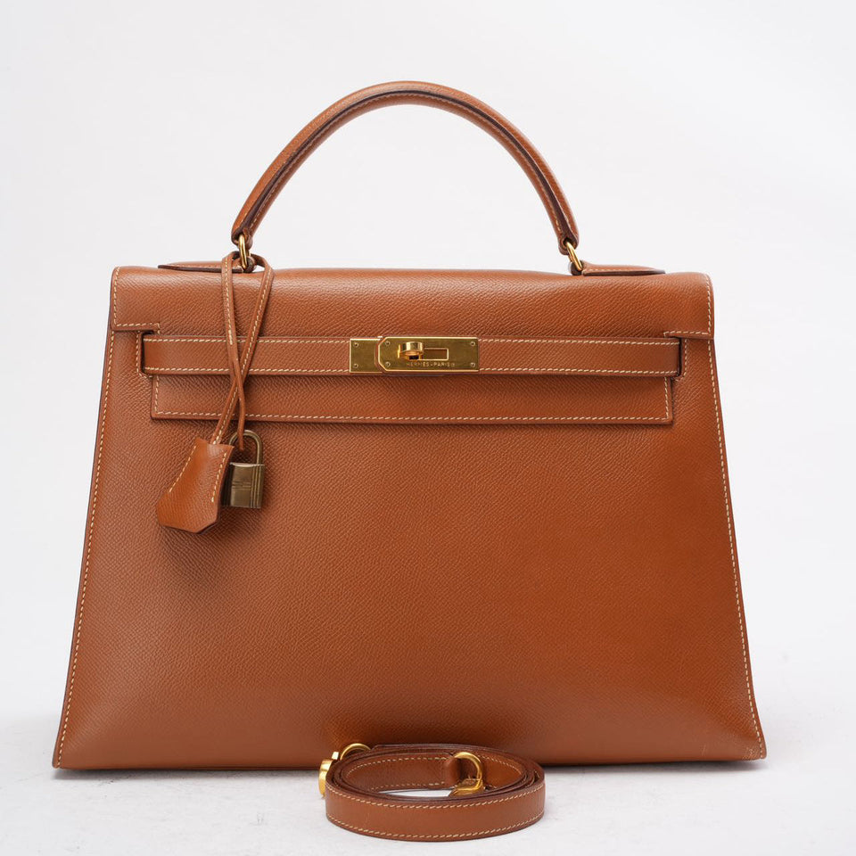 Hermes Vintage Gold Kelly Sellier 32 Epsom U Circle 1991