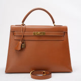 Hermes Vintage Gold Kelly Sellier 32 Epsom U Circle 1991