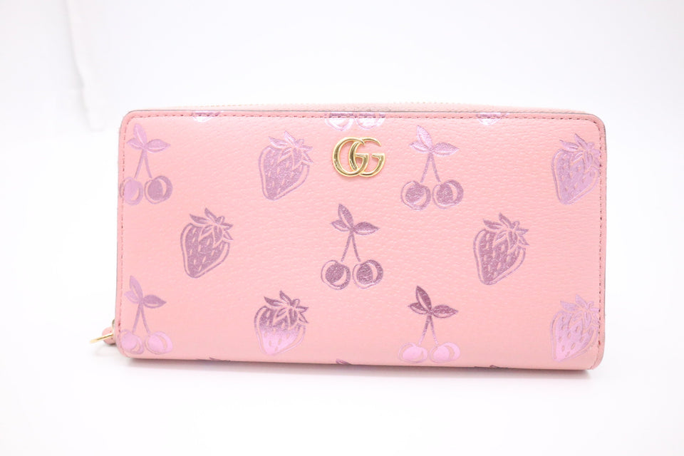 Gucci Long Wallet in Strawberry and Cherry Pink Leather