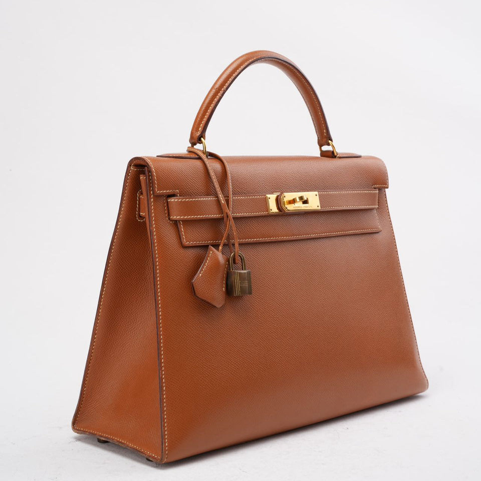Hermes Vintage Gold Kelly Sellier 32 Epsom U Circle 1991