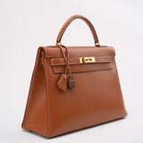 Hermes Vintage Gold Kelly Sellier 32 Epsom U Circle 1991