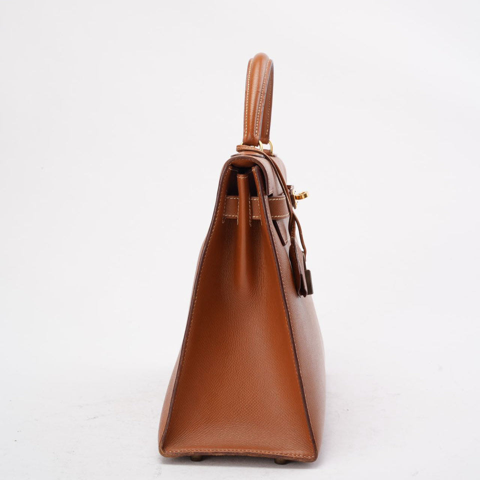 Hermes Vintage Gold Kelly Sellier 32 Epsom U Circle 1991
