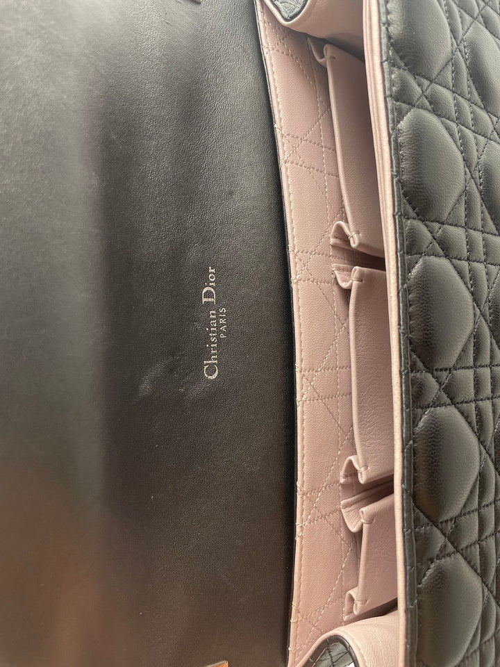 Dior Miss Dior Shoulder Bag in Black Lambskin Leather with Silver Hardware
