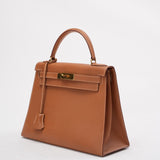 Hermes Vintage Gold Kelly Sellier 28 Epsom N Circle 1984