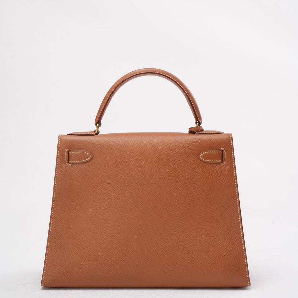 Hermes Vintage Gold Kelly Sellier 28 Epsom N Circle 1984