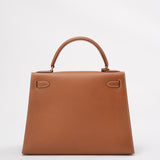 Hermes Vintage Gold Kelly Sellier 28 Epsom N Circle 1984