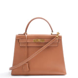 Hermes Vintage Gold Kelly Sellier 28 Epsom N Circle 1984