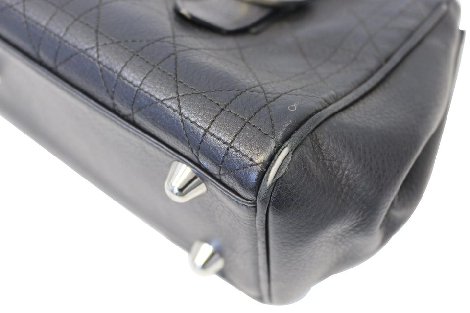 Christian Dior Black Leather Cannage Medium Tote Bag