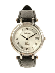 Luxury Burberry Round Logo Face Watch Silver/Black