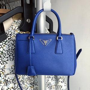 Prada Saffiano Cobalt Blue Mini Galleria Tote Bag
