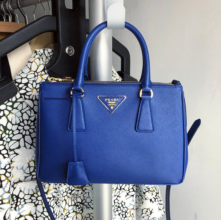 Prada Saffiano Cobalt Blue Mini Galleria Tote Bag